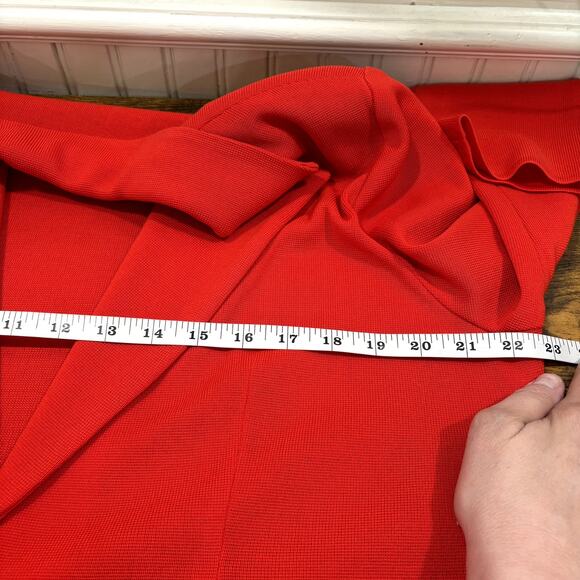 Exclusively Misook Size L Knit Blazer Jacket Bright Poppy Red Orange Unstructure - Picture 7 of 12